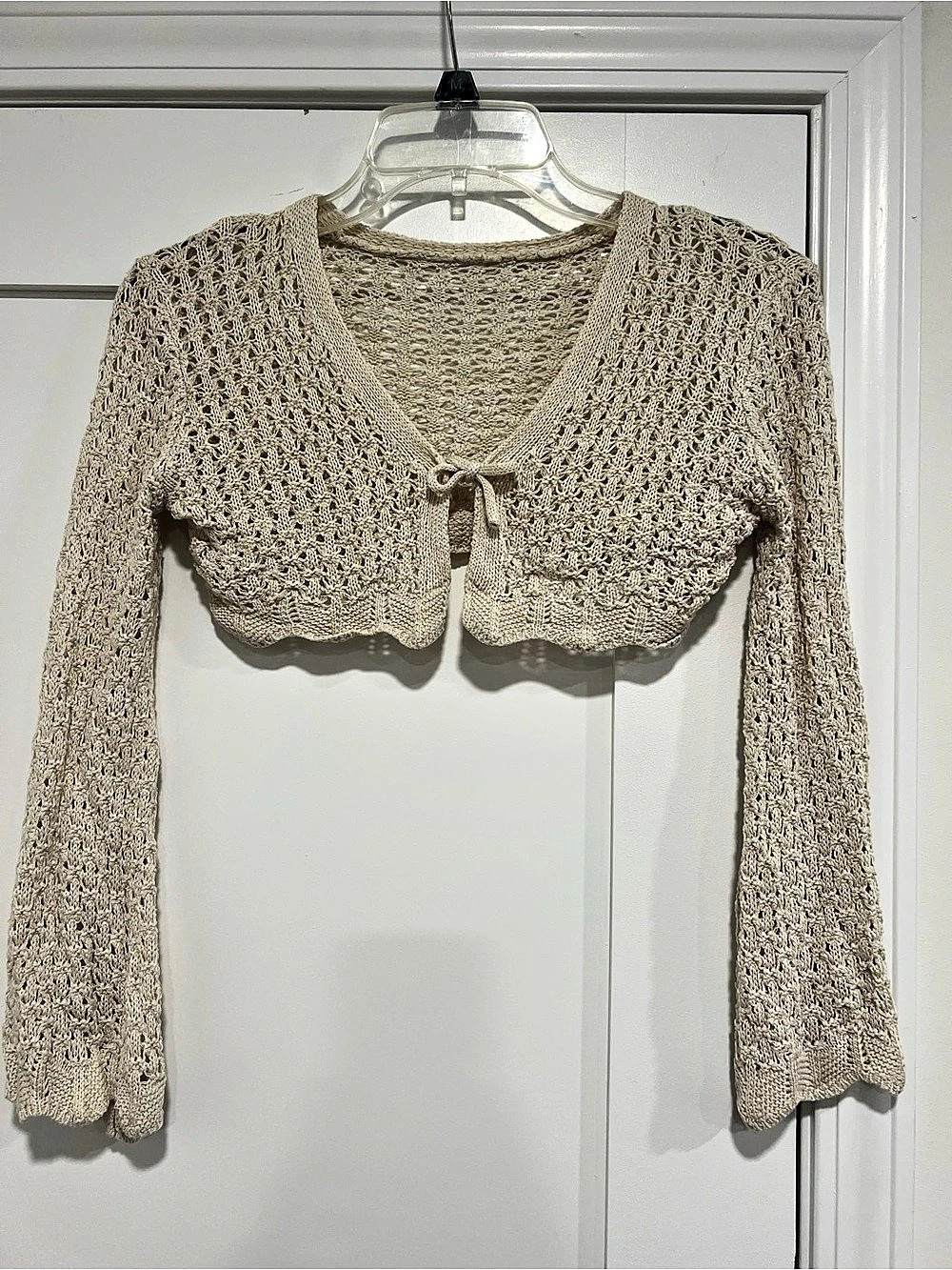 SHEIN Crochet Cropped Shrug in Beige Size 11